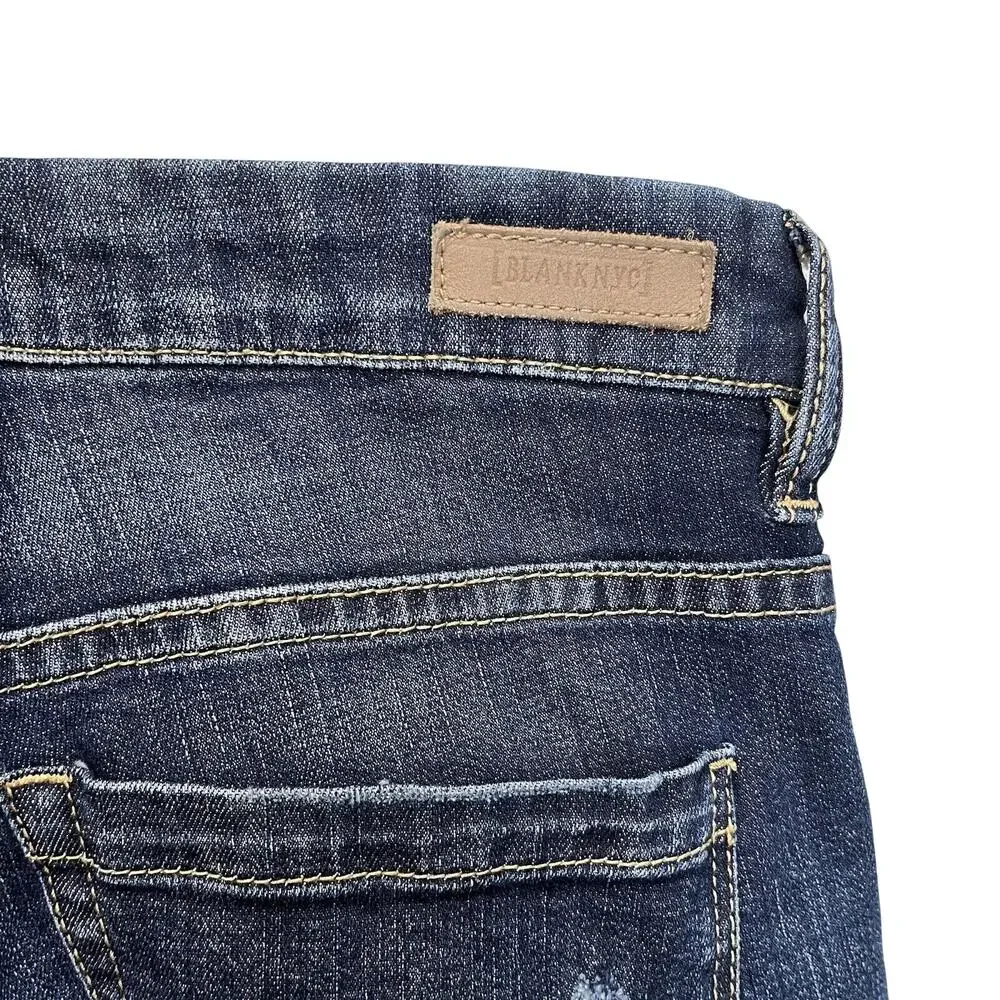 Blanknyc | Dark Wash Skinny Patchwork Jeans Distressed Size 27 Sundance